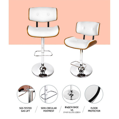 Artiss Bar Stools Gas Lift Leather White BA-TW-8045-WH