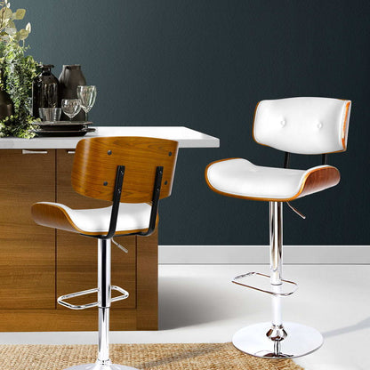 Artiss Bar Stools Gas Lift Leather White BA-TW-8045-WH