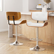 Artiss 2x Bar Stools Gas Lift Leather White BA-TW-8045-WHX2