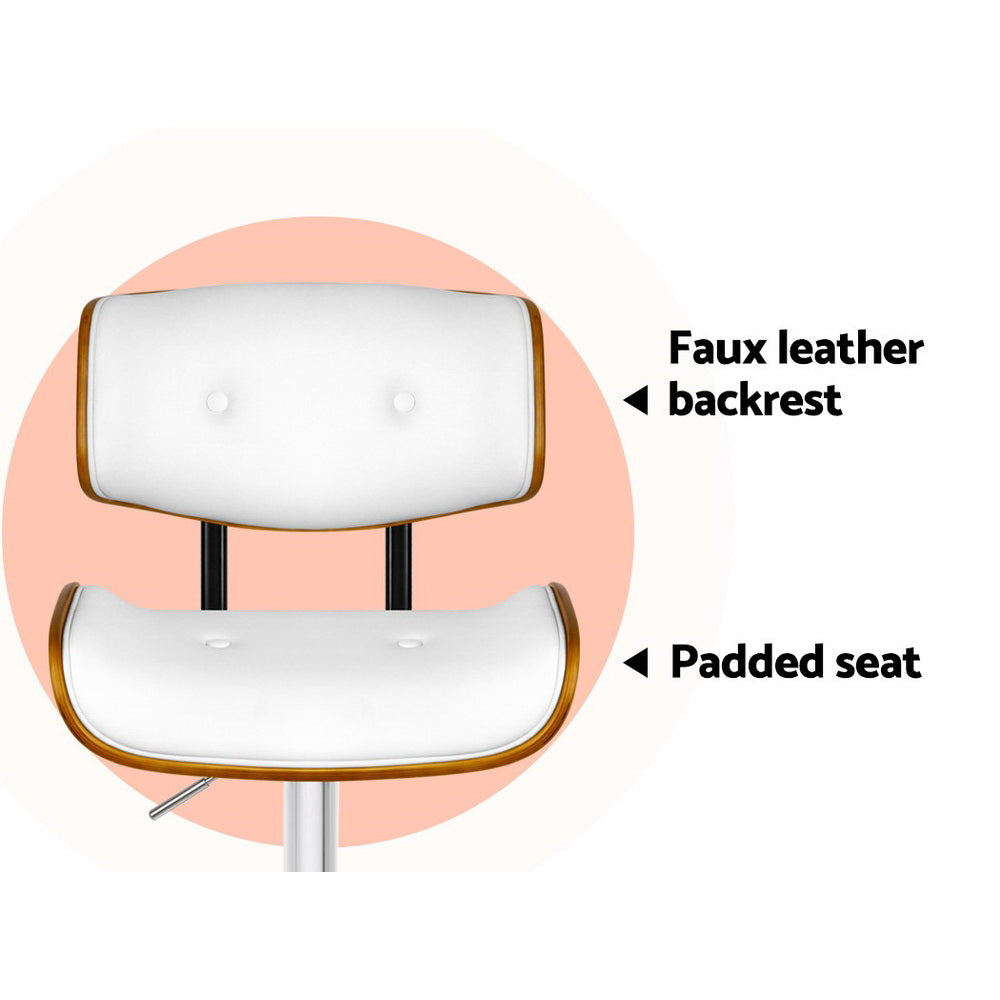 Artiss 2x Bar Stools Gas Lift Leather White BA-TW-8045-WHX2