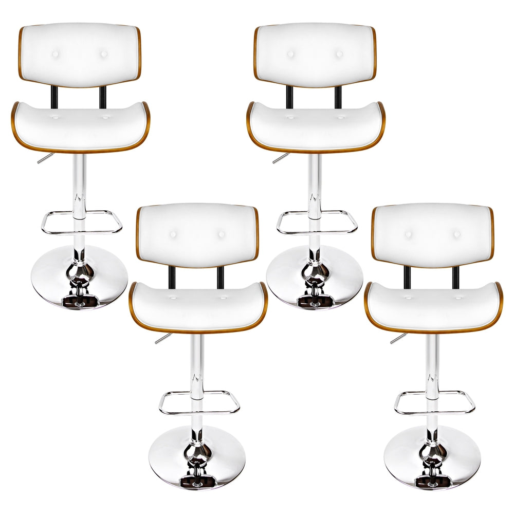 Artiss 4x Bar Stools Gas Lift Leather White BA-TW-8045-WHX4