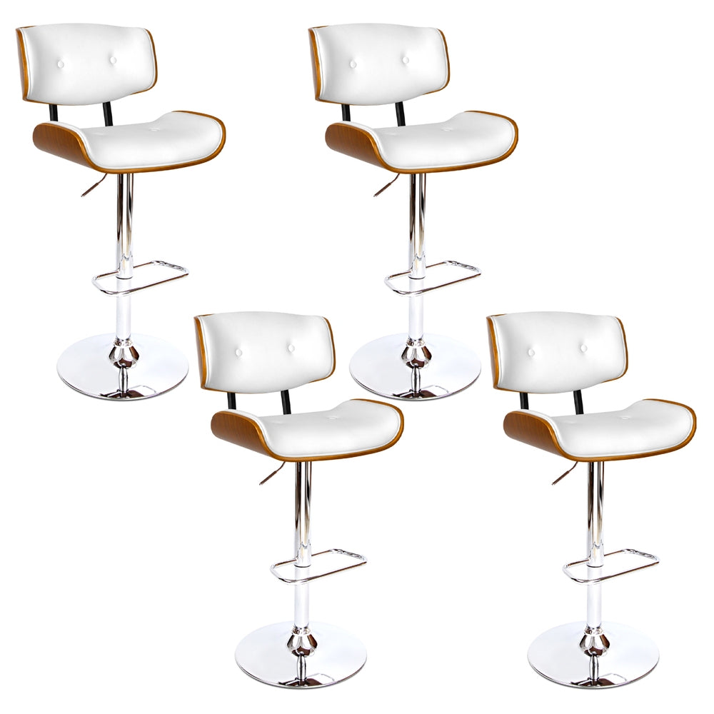 Artiss 4x Bar Stools Gas Lift Leather White BA-TW-8045-WHX4