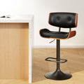 Artiss Bar Stools Gas Lift Leather All Black BA-TW-8045A-BK