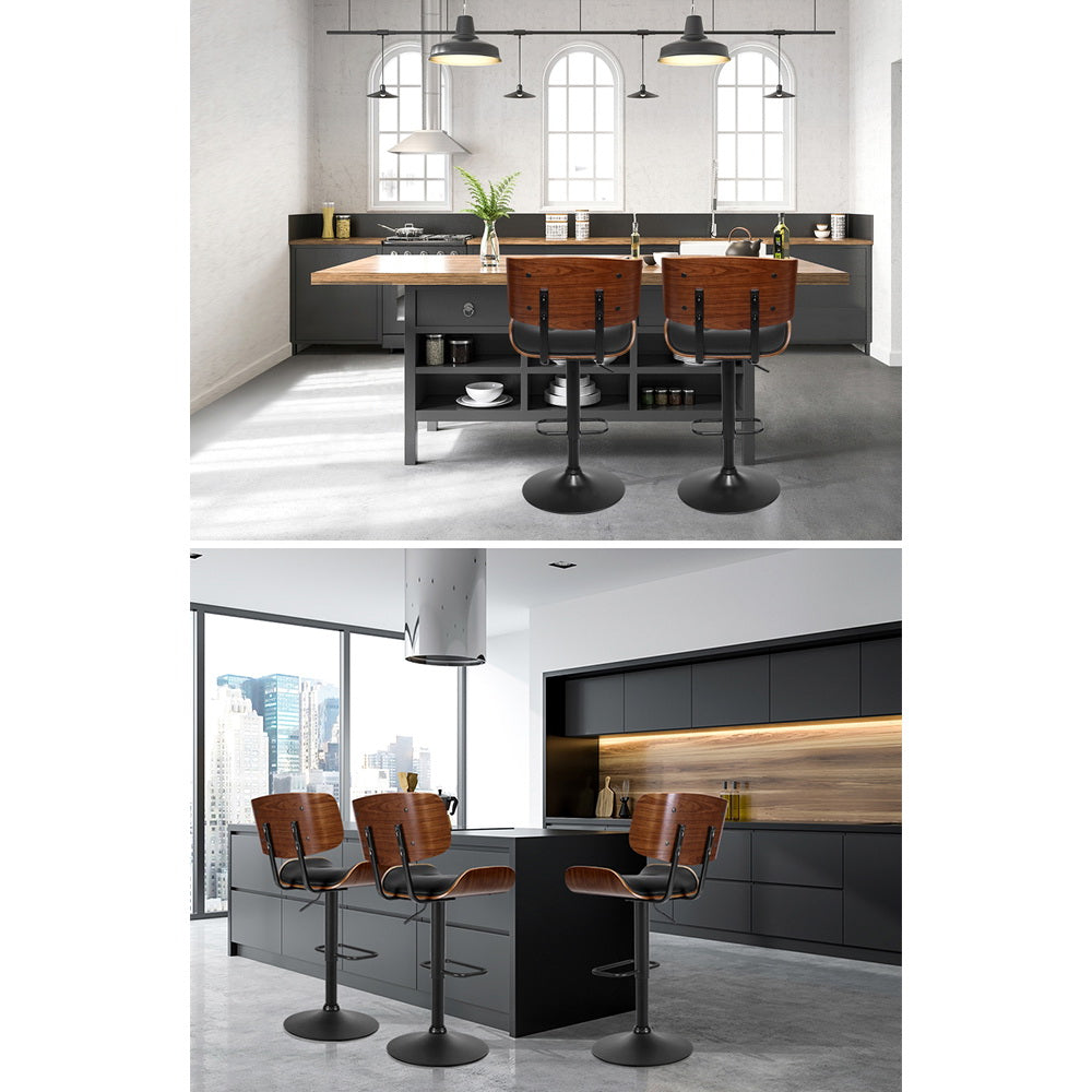 Artiss Bar Stools Gas Lift Leather All Black BA-TW-8045A-BK