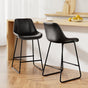 Artiss Bar Stools Kitchen Counter Barstools Leather Metal Chairs Black x2 BA-TW-8068-BKX2