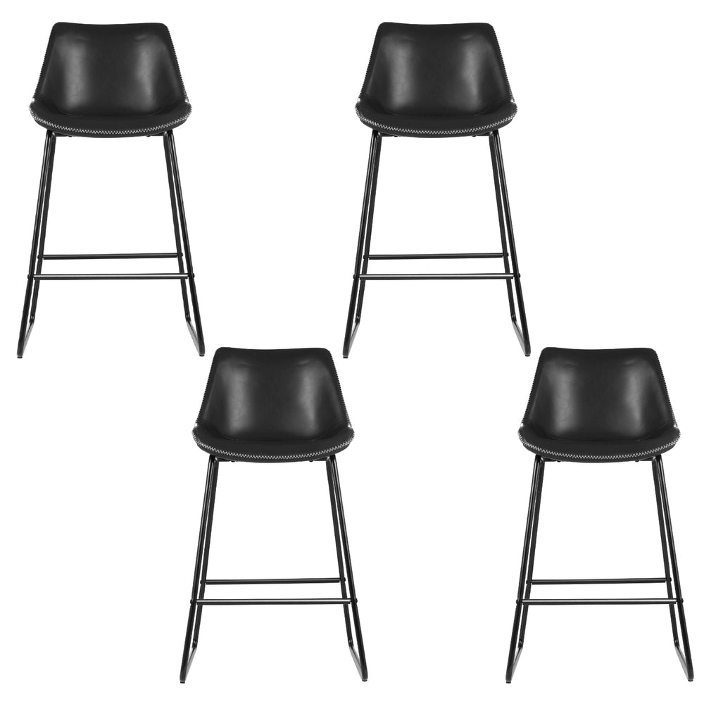 Artiss 4x Bar Stools Leather Padded Metal Legs Black BA-TW-8068-BKX4