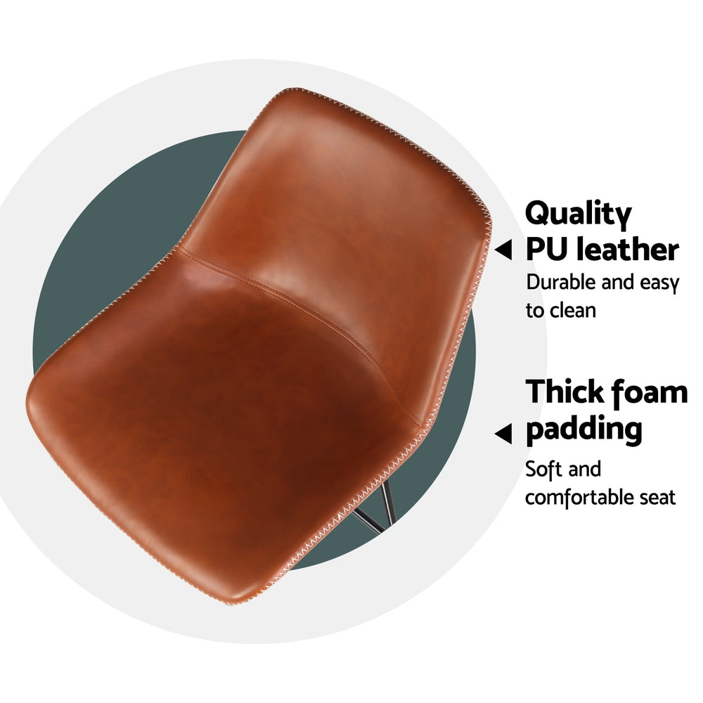 Artiss 4x Bar Stools Leather Padded Metal Legs Brown BA-TW-8068-BRX4