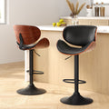 Artiss Bar Stools Kitchen Leather Barstools Swivel Gas Lift Chairs Black x2 BA-TW-8076-BKX2