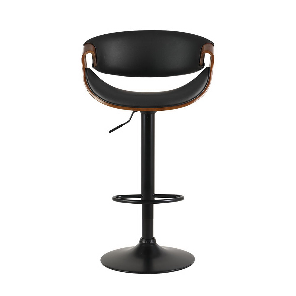Artiss Bar Stools Gas Lift Leather w/Armrest BA-TW-8078-BK