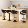 Artiss 4x Bar Stools Gas Lift Leather w/Armrest BA-TW-8078-BKX4