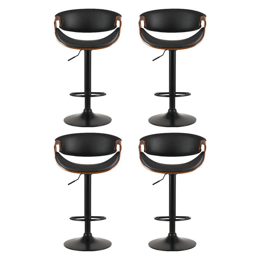 Artiss 4x Bar Stools Gas Lift Leather w/Armrest BA-TW-8078-BKX4