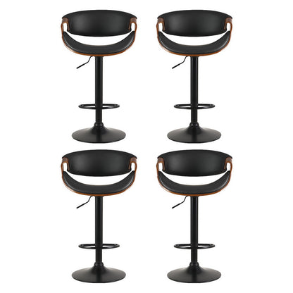 Artiss 4x Bar Stools Gas Lift Leather w/Armrest BA-TW-8078-BKX4