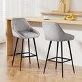 Artiss 2x Bar Stools Upholstered Stool Counter Seat Kitchen Dining Chairs BA-TW-8089-GYX2