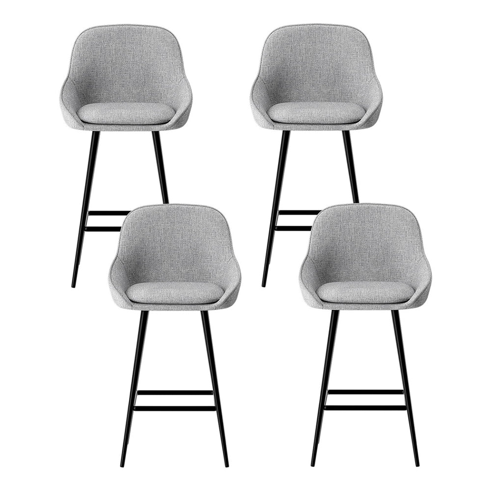 Artiss 4x Bar Stools Upholstered Stool Counter Seat Kitchen Dining Chairs BA-TW-8089-GYX4