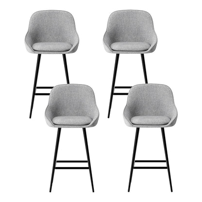 Artiss 4x Bar Stools Upholstered Stool Counter Seat Kitchen Dining Chairs BA-TW-8089-GYX4