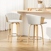 Artiss Bar Stools Kitchen Leather Barstools Swivel Counter Chairs x2 BA-TW-8091-WHX2