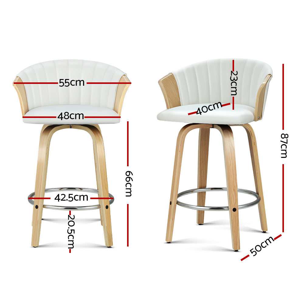 Artiss Bar Stools Kitchen Leather Barstools Swivel Counter Chairs x2 BA-TW-8091-WHX2