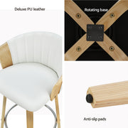 Artiss 4x Bar Stools Swivel Leather Chairs Wooden BA-TW-8091-WHX4