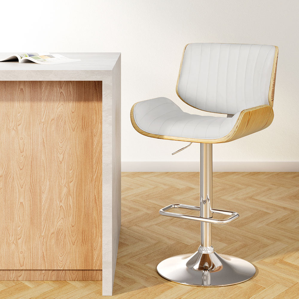Artiss Bar Stools Swivel Leather Chairs Wooden BA-TW-8092-WH