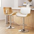 Artiss 2x Bar Stools Adjustable Leather Chairs BA-TW-8092-WHX2