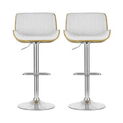 Artiss 2x Bar Stools Adjustable Leather Chairs BA-TW-8092-WHX2