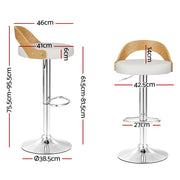 Artiss 4x Bar Stools Adjustable Leather Padded White BA-TW-8093-WHX4