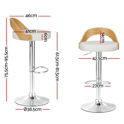 Artiss 4x Bar Stools Adjustable Leather Padded White BA-TW-8093-WHX4