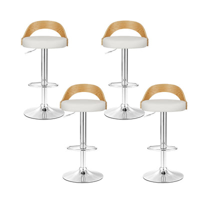 Artiss 4x Bar Stools Adjustable Leather Padded White BA-TW-8093-WHX4