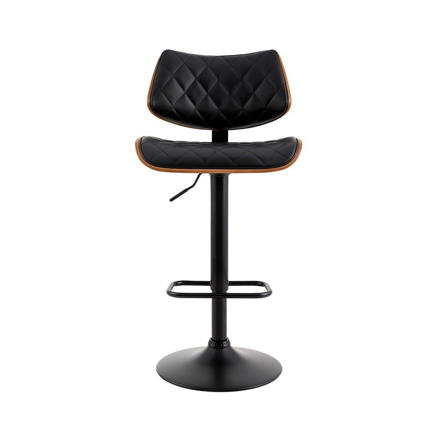 Artiss Bar Stools Kitchen Dining Chairs Gas Lift Stool Wooden Leather Black BA-TW-8095-BK