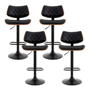 Artiss 4x Bar Stools Kitchen Dining Chairs Gas Lift Stool Wooden Leather Black BA-TW-8095-BKX4