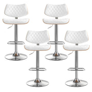 Artiss 4x Bar Stools Kitchen Dining Chairs Gas Lift Stool Wooden Leather White BA-TW-8095-WHX4