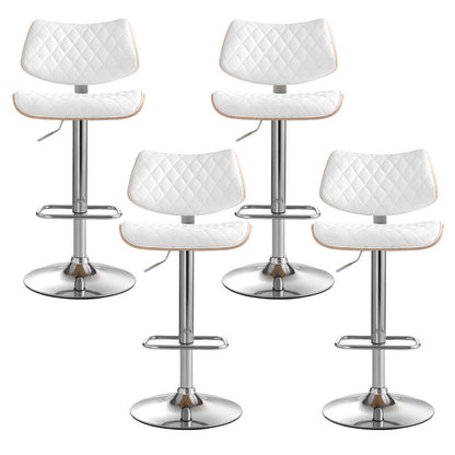 Artiss 4x Bar Stools Kitchen Dining Chairs Gas Lift Stool Wooden Leather White BA-TW-8095-WHX4