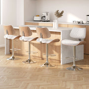 Artiss 4x Bar Stools Kitchen Dining Chairs Gas Lift Stool Wooden Leather White BA-TW-8095-WHX4