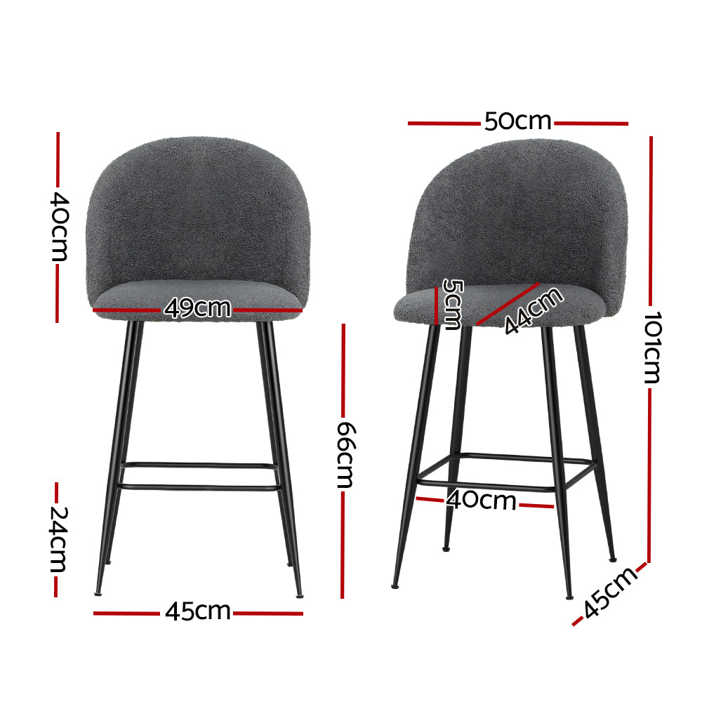 Artiss Bar Stools Kitchen Counter Barstools Sherpa Metal Chairs x2 BA-TW-8098-CHX2