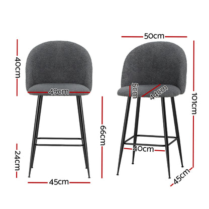 Artiss Bar Stools Kitchen Counter Barstools Sherpa Metal Chairs x2 BA-TW-8098-CHX2