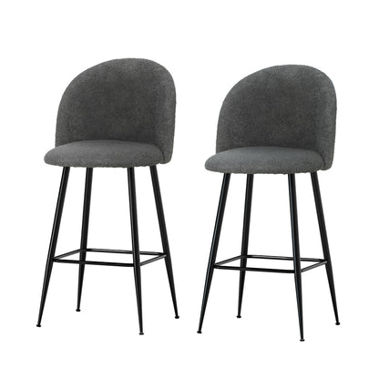 Artiss Bar Stools Kitchen Counter Barstools Sherpa Metal Chairs x2 BA-TW-8098-CHX2