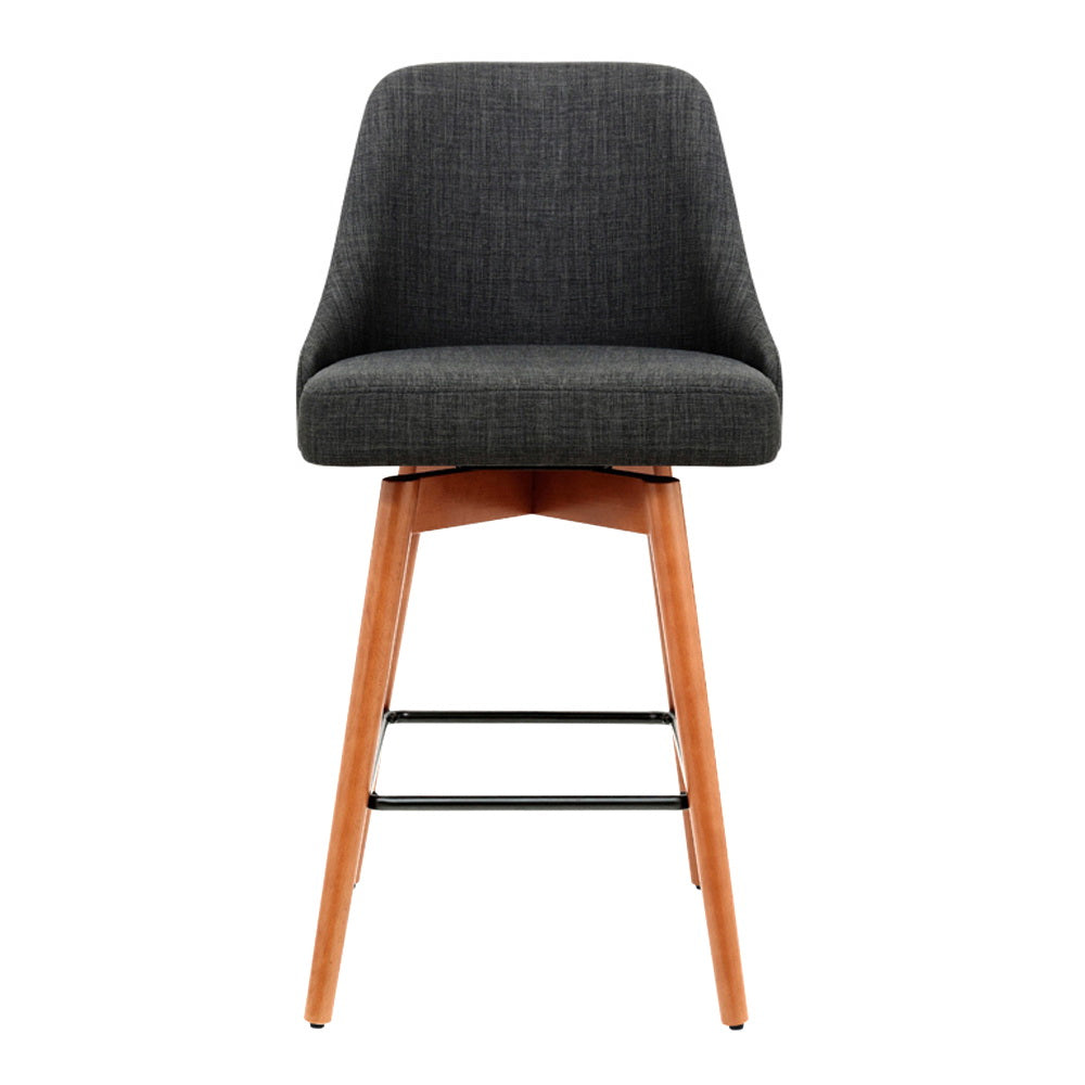 Artiss 2x Bar Stools Swivel Seat Wooden Charcoal BA-TW-8125-CHX2