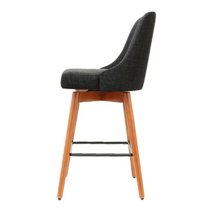 Artiss 2x Bar Stools Swivel Seat Wooden Charcoal BA-TW-8125-CHX2