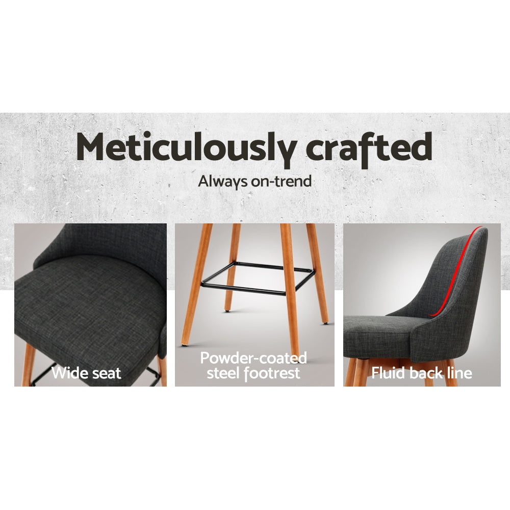 Artiss 2x Bar Stools Swivel Seat Wooden Charcoal BA-TW-8125-CHX2