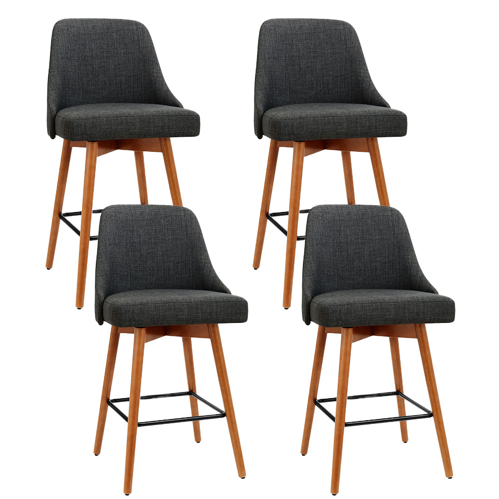 Artiss 4x Bar Stools Swivel Seat Wooden Charcoal BA-TW-8125-CHX4