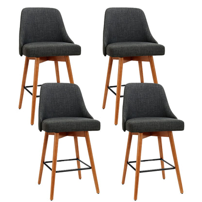 Artiss 4x Bar Stools Swivel Seat Wooden Charcoal BA-TW-8125-CHX4
