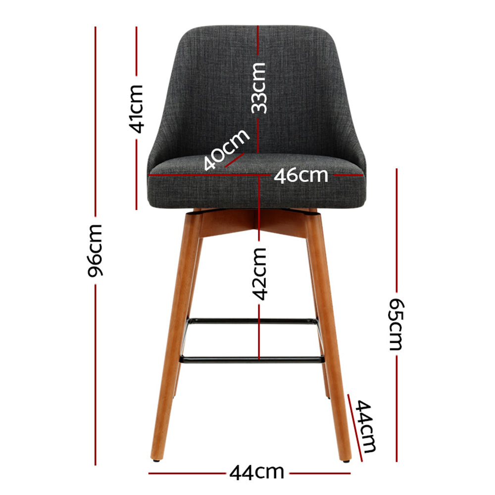 Artiss 4x Bar Stools Swivel Seat Wooden Charcoal BA-TW-8125-CHX4
