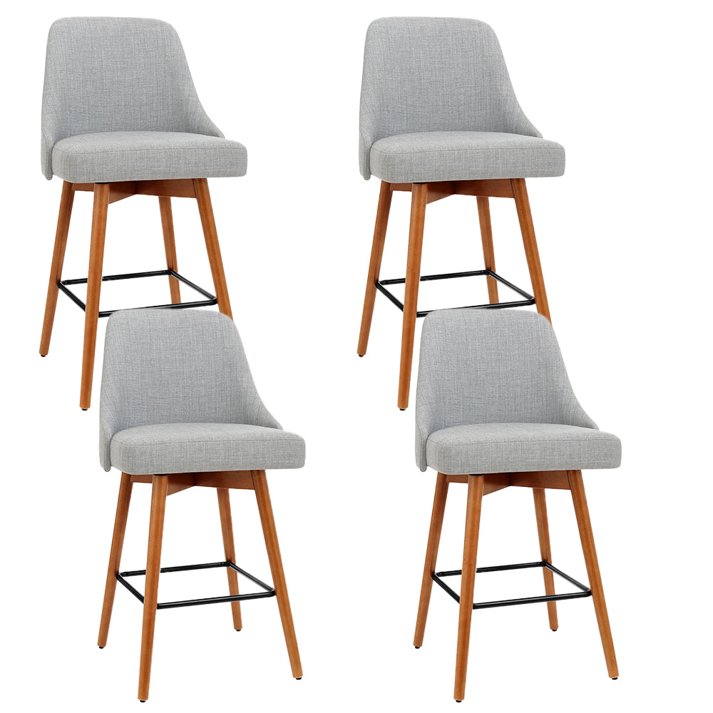 Artiss 4x Bar Stools Swivel Seat Wooden Grey BA-TW-8125-LI-GYX4