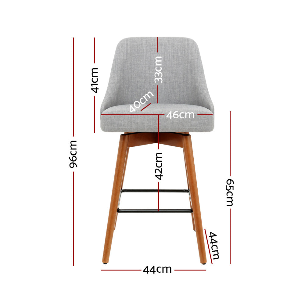 Artiss 4x Bar Stools Swivel Seat Wooden Grey BA-TW-8125-LI-GYX4
