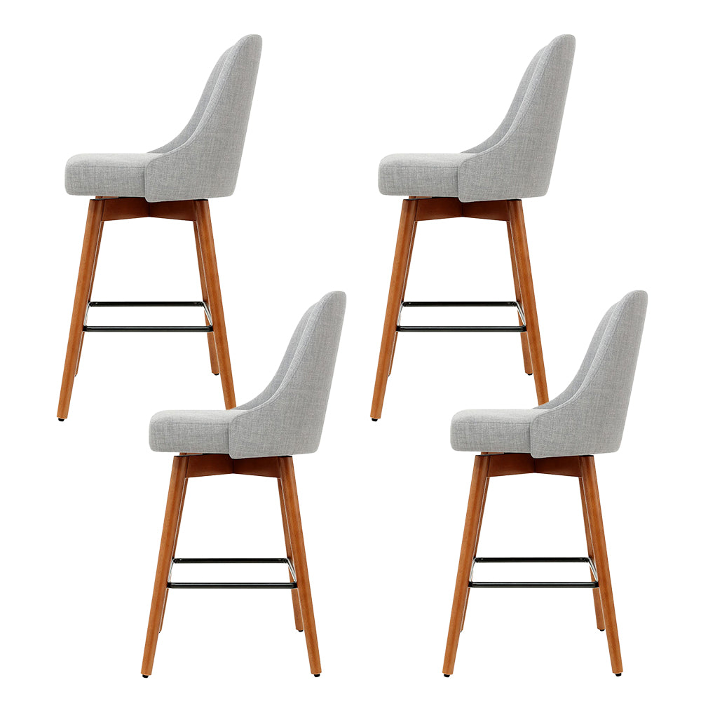 Artiss 4x Bar Stools Swivel Seat Wooden Grey BA-TW-8125-LI-GYX4