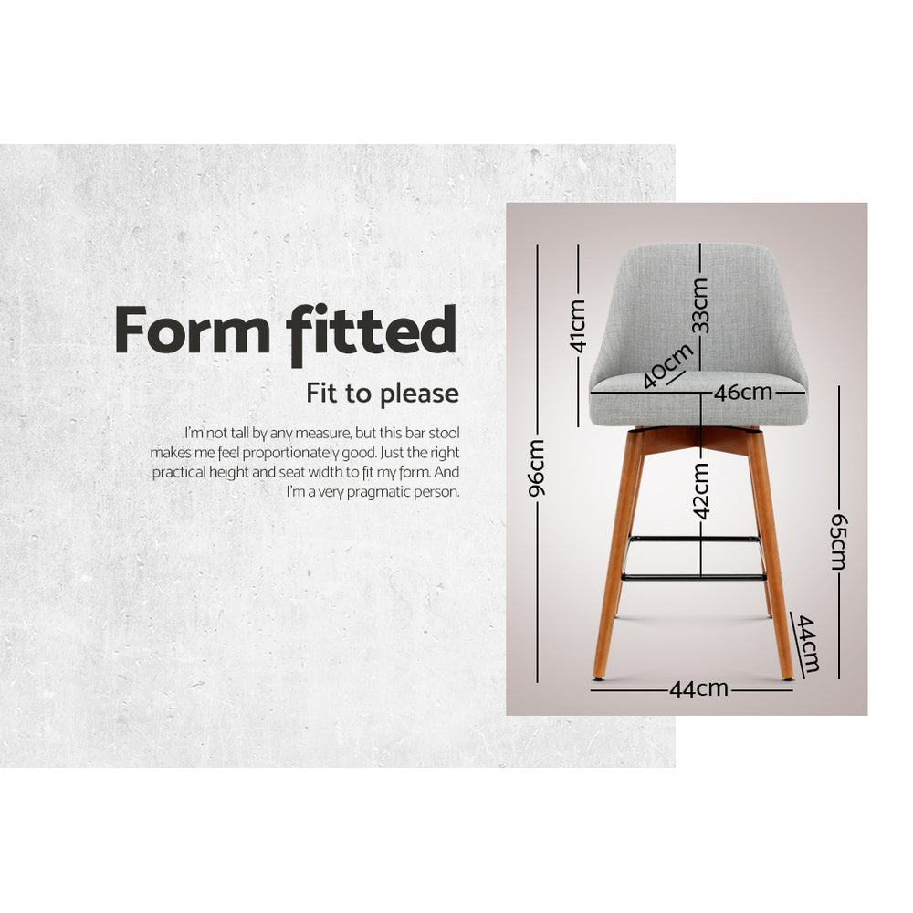 Artiss 4x Bar Stools Swivel Seat Wooden Grey BA-TW-8125-LI-GYX4