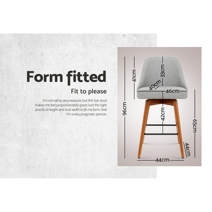Artiss 4x Bar Stools Swivel Seat Wooden Grey BA-TW-8125-LI-GYX4
