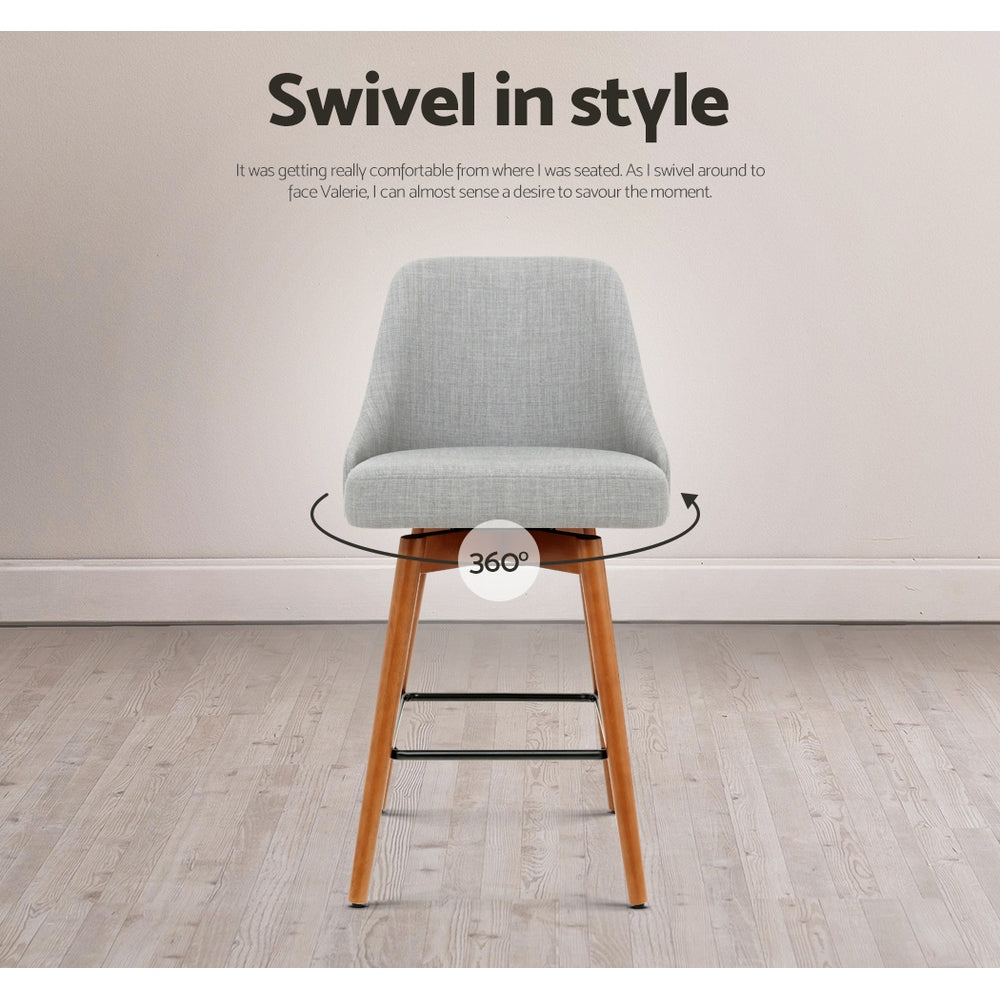 Artiss 4x Bar Stools Swivel Seat Wooden Grey BA-TW-8125-LI-GYX4