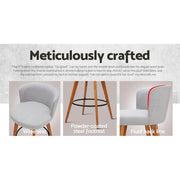 Artiss 2x Bar Stools Linen Padded Wooden Grey BA-TW-8126-LI-GYX2