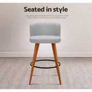 Artiss 4x Bar Stools Linen Padded Wooden Grey BA-TW-8126-LI-GYX4